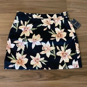 Forever 21 Floral Print Black and Pink Skirt
